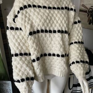 Forever 21 Cream and Black Textured Sweater
